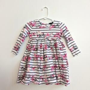 Joules Dress Girls Sz 1y Pink Floral Unicorn Long Sleeve